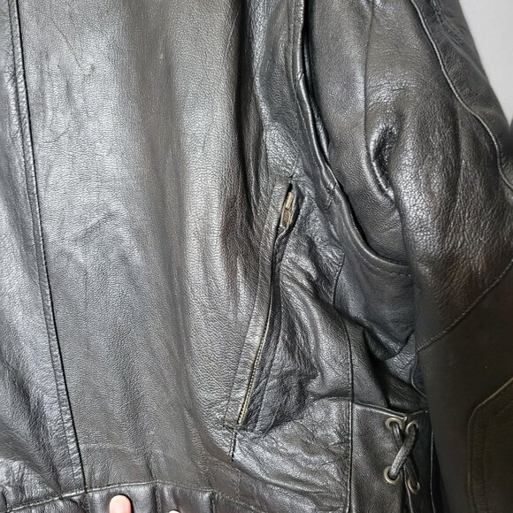 Vintage Barney’s Leather Men’s Black Moto Jacket Size 50 Biker Leather Grunge - Picture 9 of 16